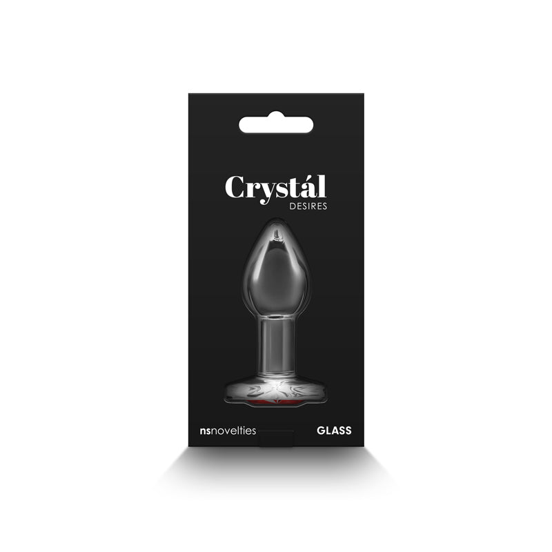 Crystal Desires - Red Heart - Small - Glass 7.3 cm Butt Plug with Red Heart Gem Base