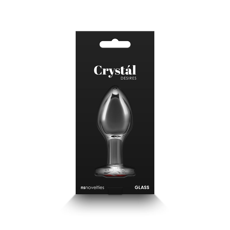 Crystal Desires - Red Heart - Medium - Glass 8.4 cm Butt Plug with Red Heart Gem Base