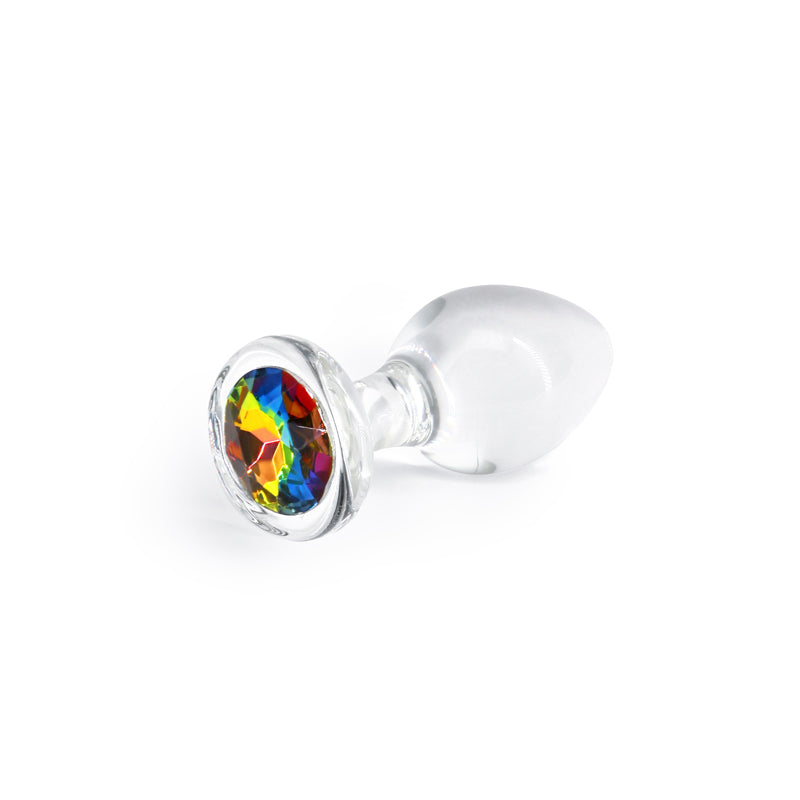Crystal Desires - Rainbow Gem - Medium - Glass 8.4 cm Butt Plug with Rainbow Gem Base