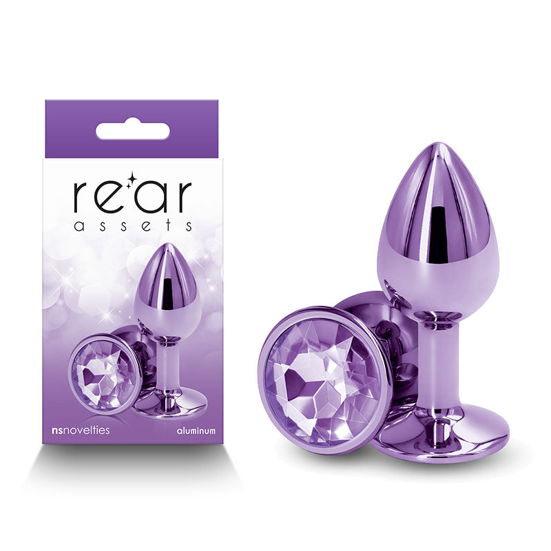 Rear Assets - Small - - 7.1 cm Small Metal Butt Plug with Round Gem Base