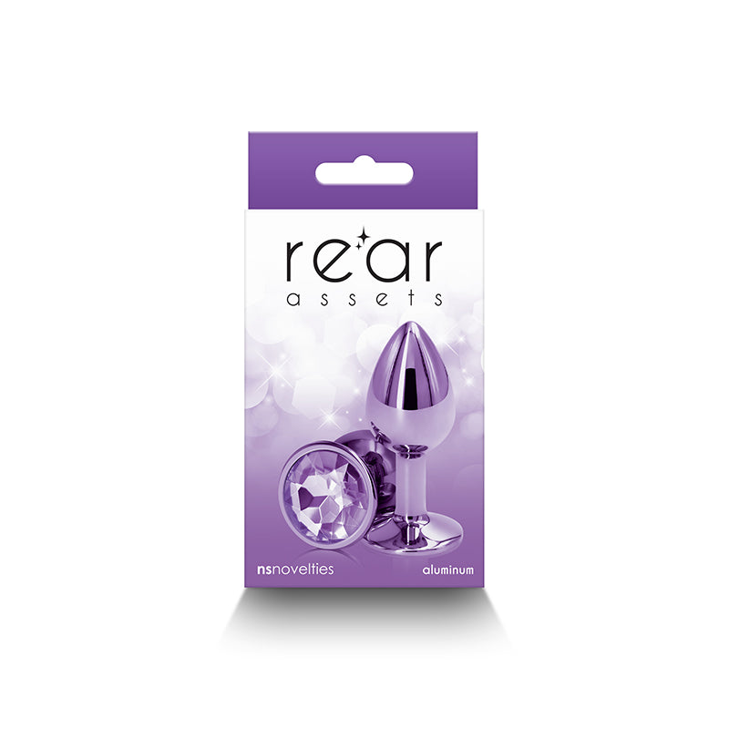 Rear Assets - Small - - 7.1 cm Small Metal Butt Plug with Round Gem Base
