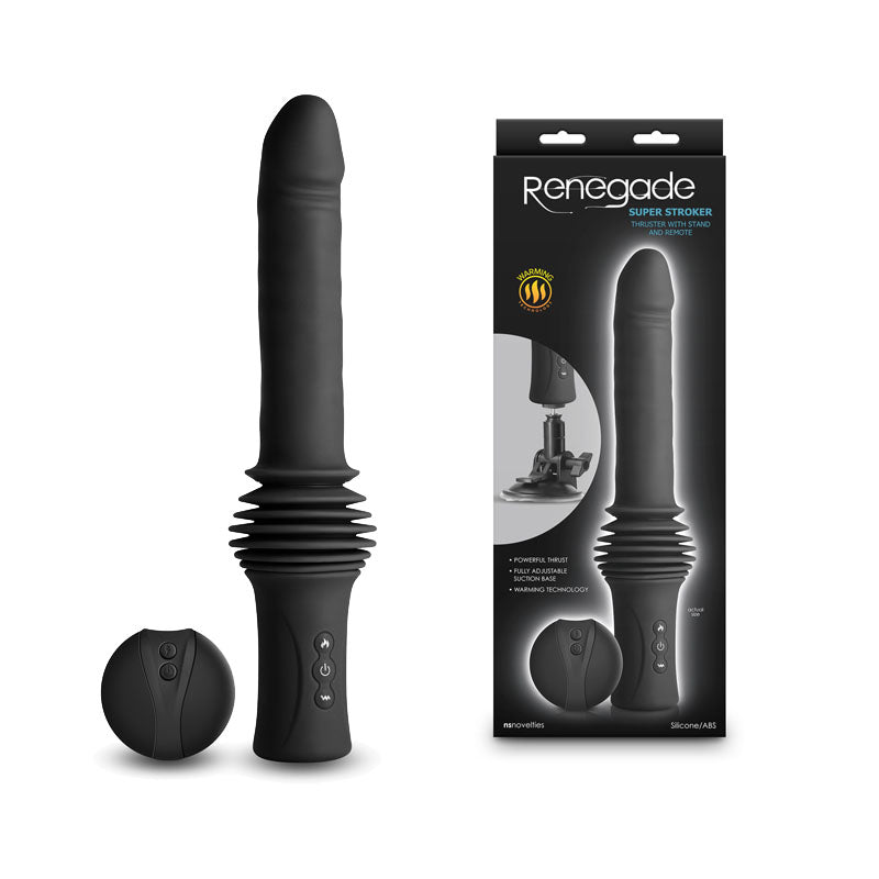 Renegade Super Stroker - - 36.8 cm USB Rechargeable Thrusting Vibrator with Remote Control & Stand