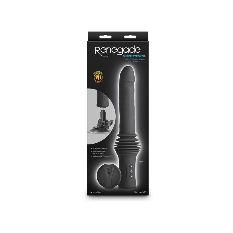Renegade Super Stroker - - 36.8 cm USB Rechargeable Thrusting Vibrator with Remote Control & Stand