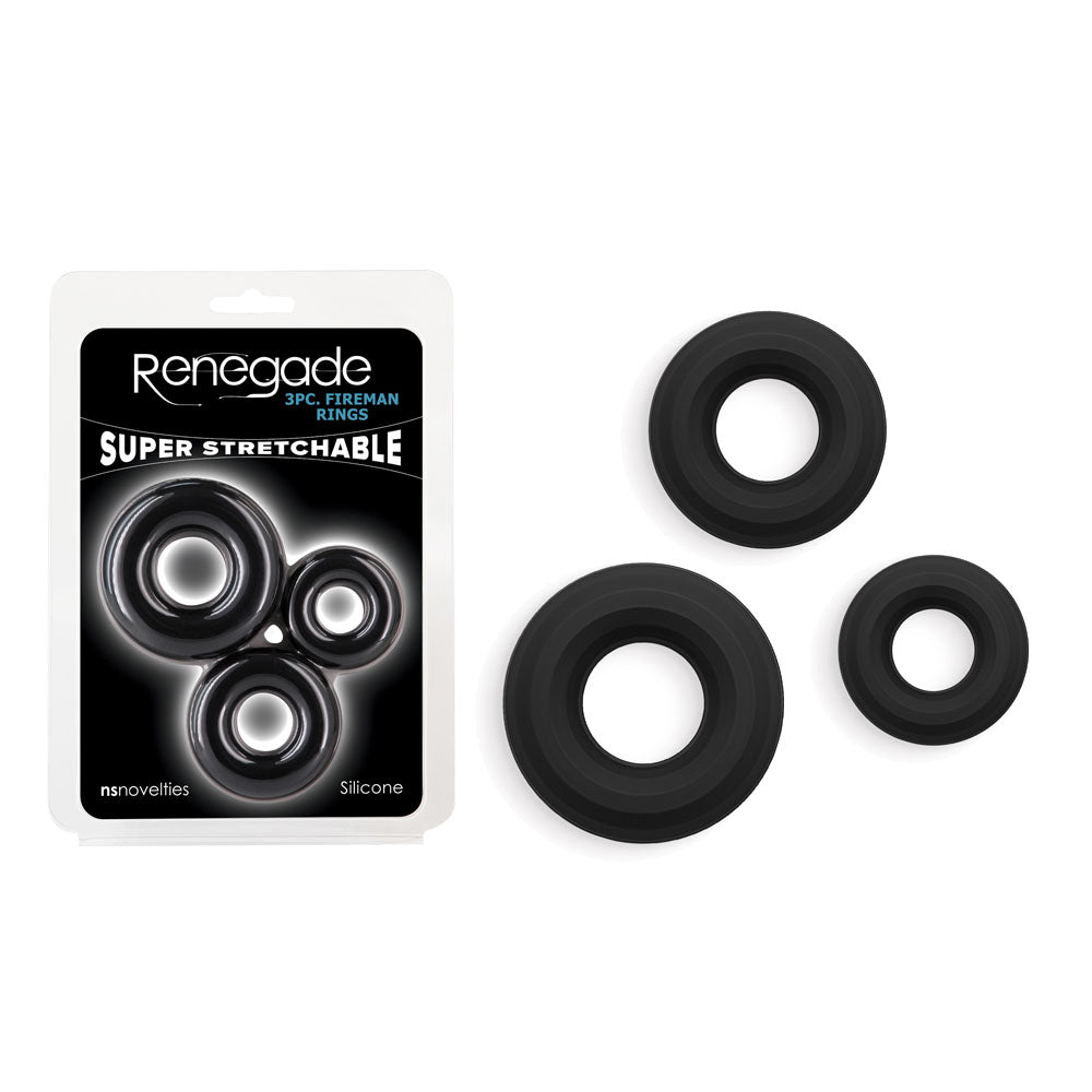 Renegade 3pc Fireman Rings - - Cock Rings - Set of 3 Sizes