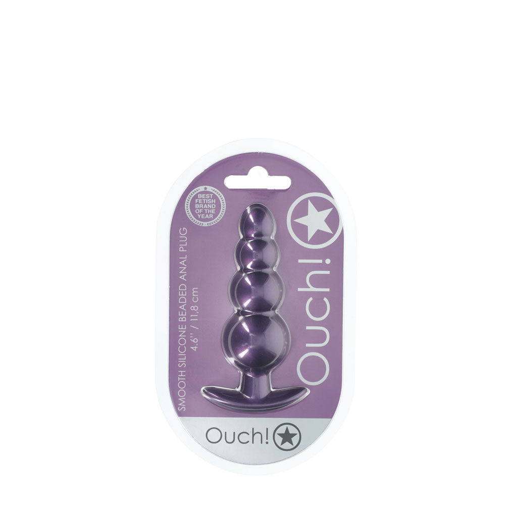 OUCH! Beaded Anal Plug - Metallic - Metallic 11.7 cm Butt Plug