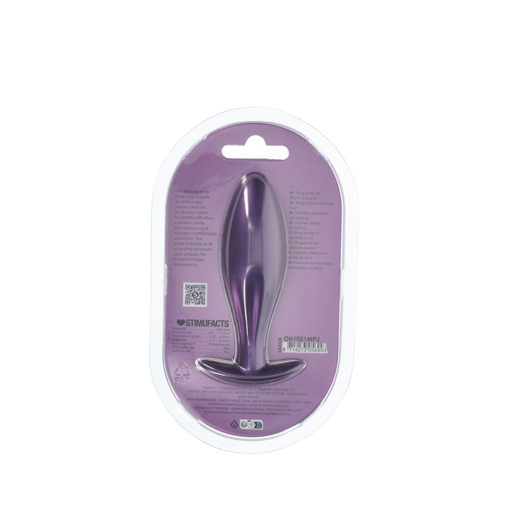 OUCH! Oval Anal Plug - Metallic - Metallic 11.7 cm Butt Plug