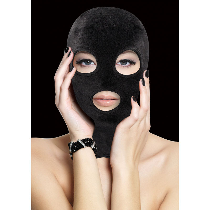 Ouch! Velvet & Velcro Mask with Eye and Mouth Opening - Hood
