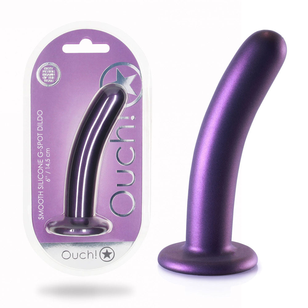 OUCH! Smooth Silicone G-Spot Dildo - 6'' / 14.5 cm - Metallic 14.5 cm Dildo