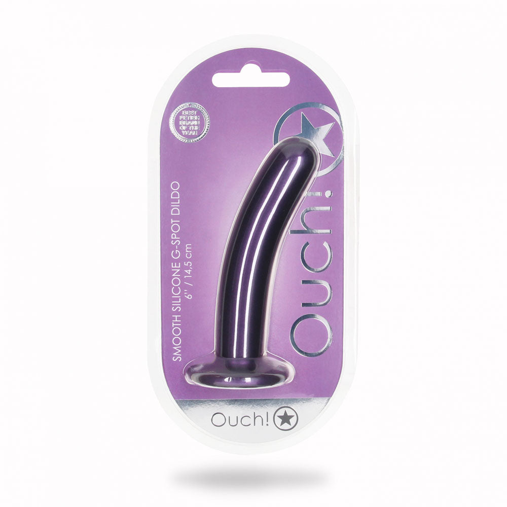 OUCH! Smooth Silicone G-Spot Dildo - 6'' / 14.5 cm - Metallic 14.5 cm Dildo