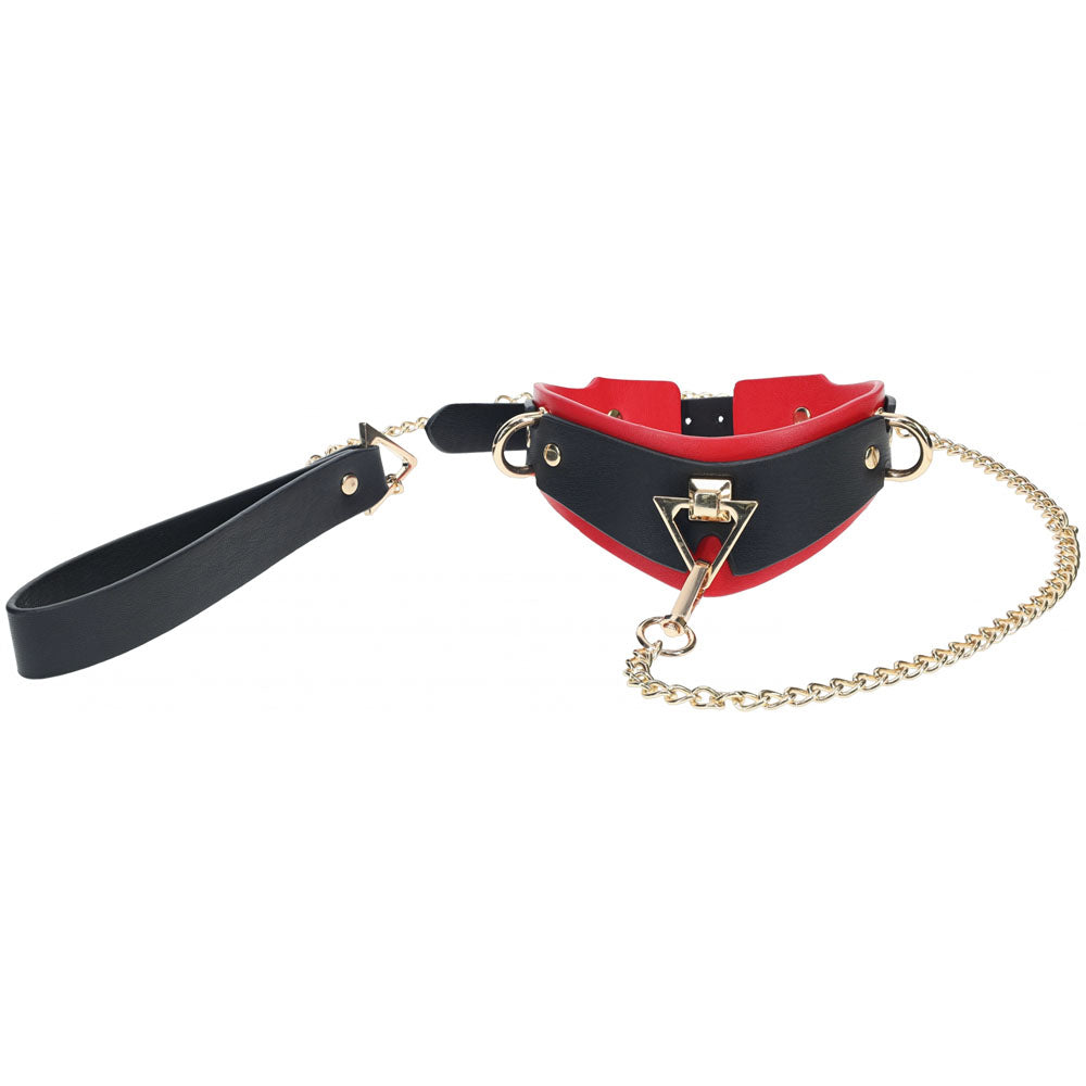 OUCH! Milan Collection - Collar with Leash - /Red Restraint