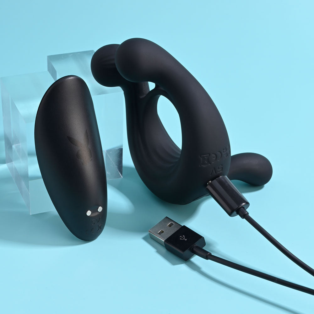 Playboy Pleasure TRIPLE PLAY - USB Rechargeable Cock Ring with Wireless Remote