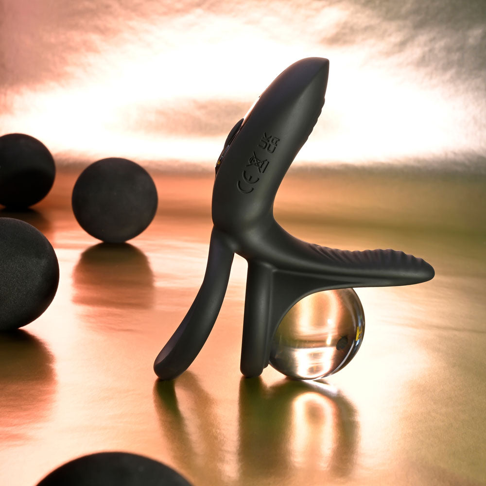 Playboy Pleasure JUST RIGHT - USB Rechargeable Vibrating Cock & Balls Rings