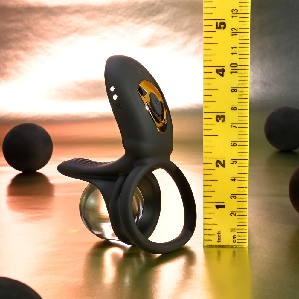 Playboy Pleasure JUST RIGHT - USB Rechargeable Vibrating Cock & Balls Rings