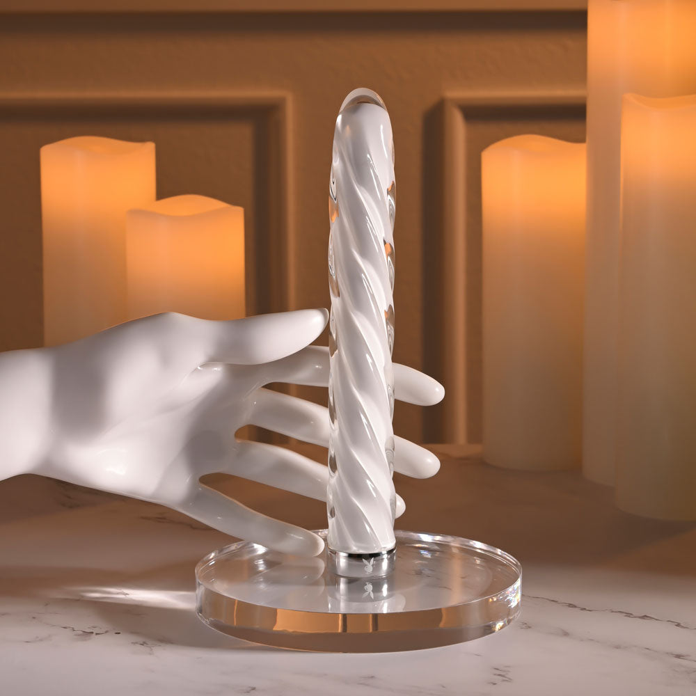 Playboy Pleasure IN A TWIST - Glass 17.5 cm USB Rechargeable Vibrator