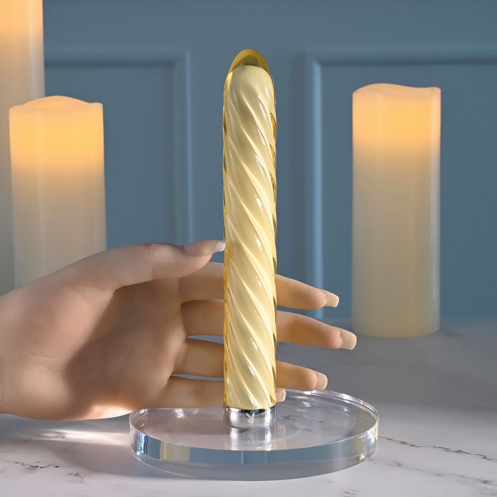 Playboy Pleasure TWIST OF FATE - Glass 17.5 cm USB Rechargeable Vibrator
