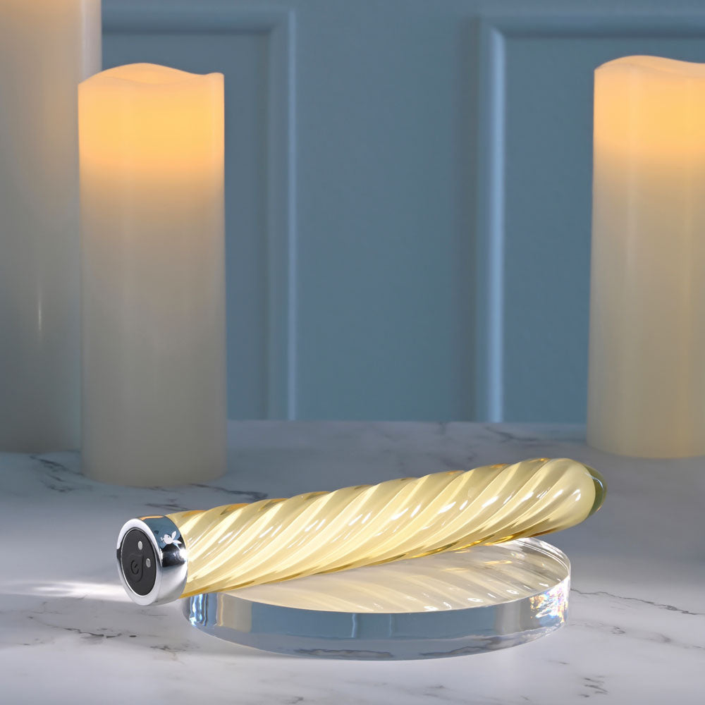 Playboy Pleasure TWIST OF FATE - Glass 17.5 cm USB Rechargeable Vibrator