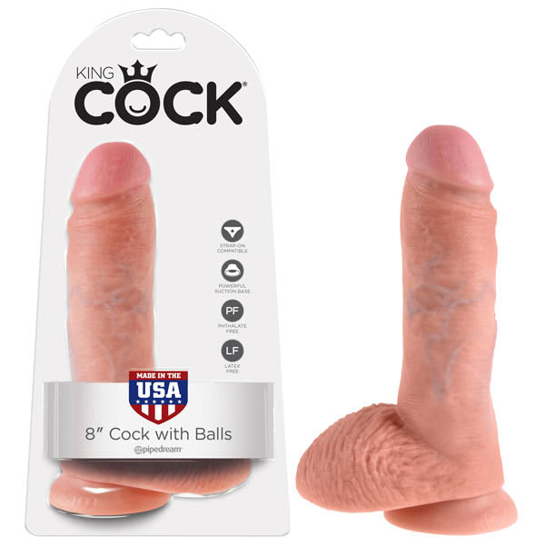 King Cock 8'' Cock With Balls - 20.3 cm (8'') Dong