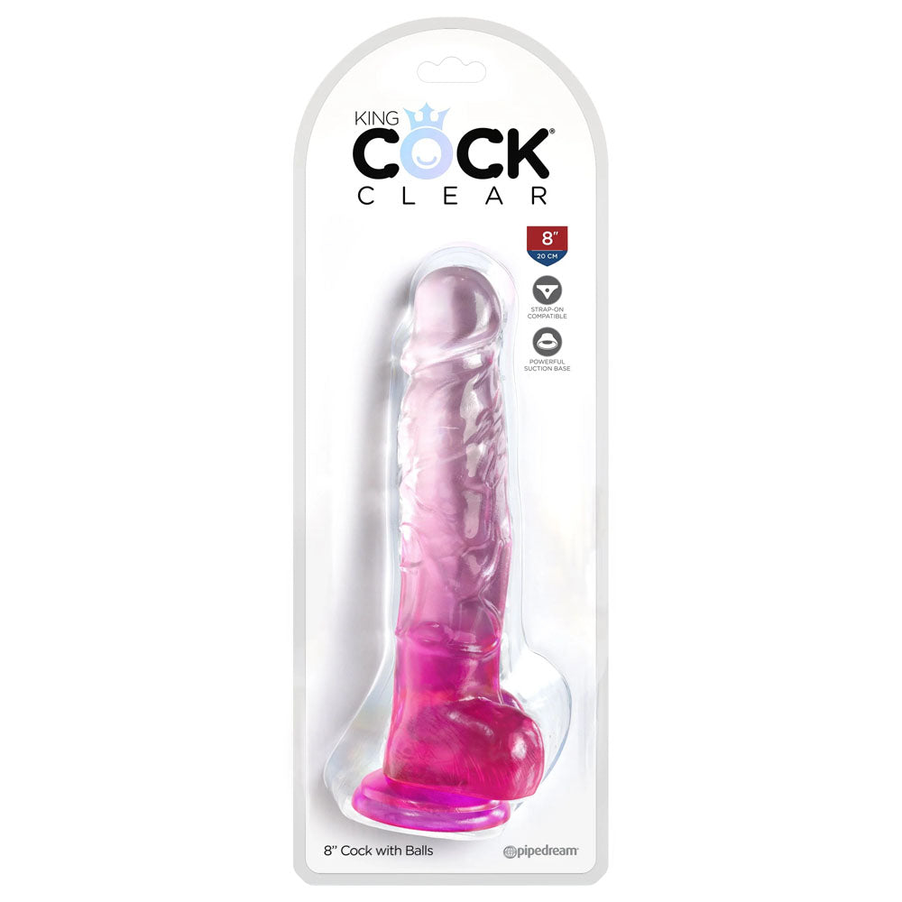 King Cock Clear 8'' Cock with Balls - - 20.3 cm Dong