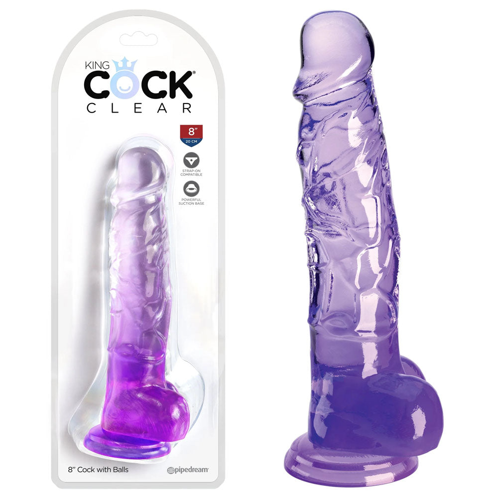 King Cock Clear 8'' Cock with Balls - - 20.3 cm Dong
