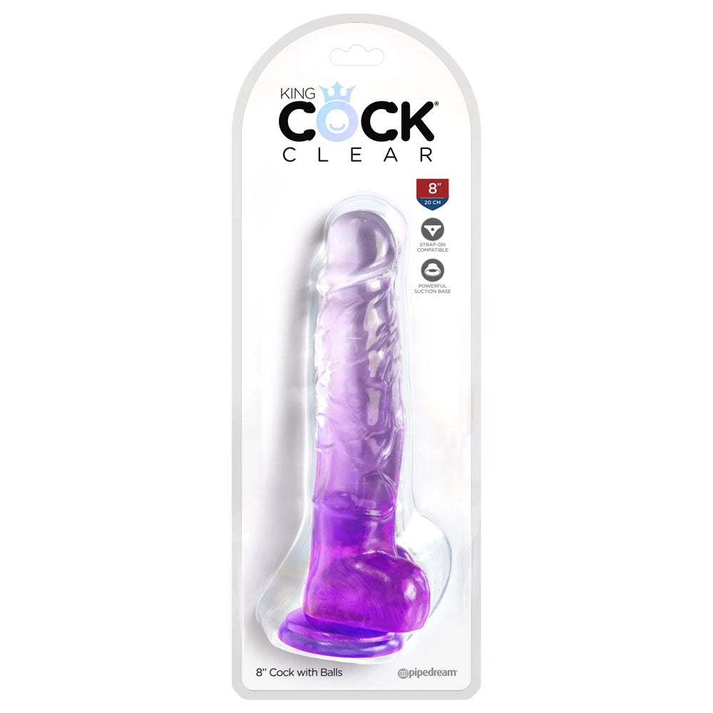 King Cock Clear 8'' Cock with Balls - - 20.3 cm Dong