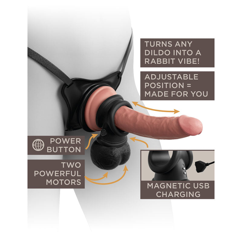 King Cock Elite The Crown Jewels Vibrating Silicone Balls - USB Rechargeable Vibrating Cock Ring