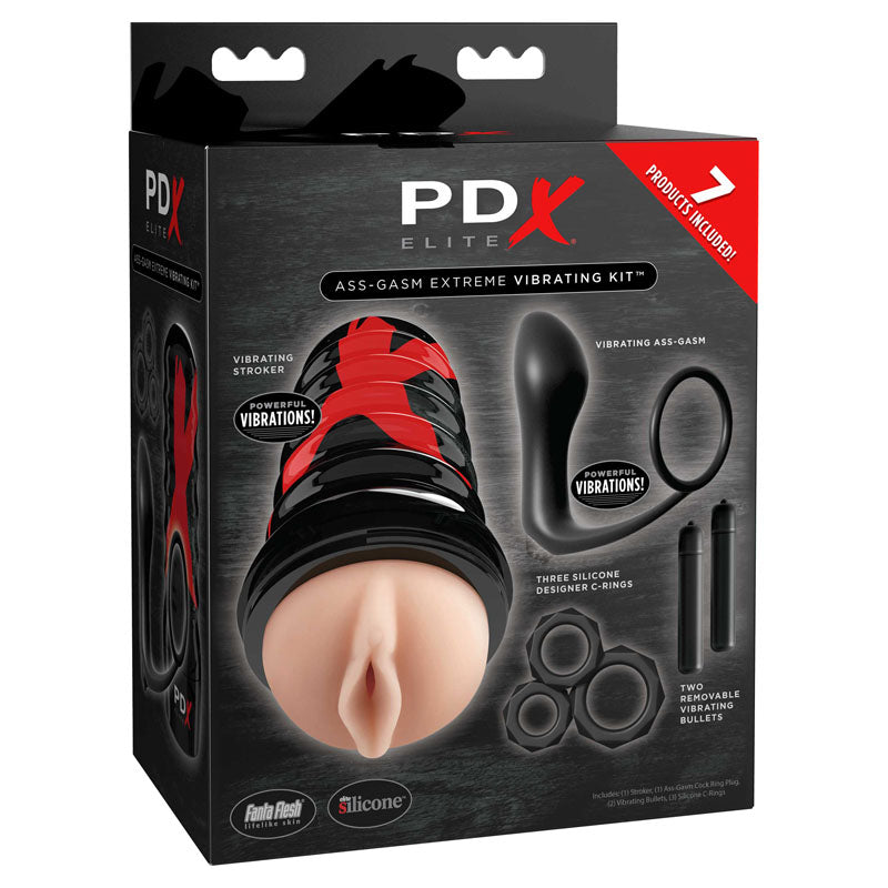 PDX Elite Ass-gasm Vibrating Kit - Male Kit - 11 Piece Set