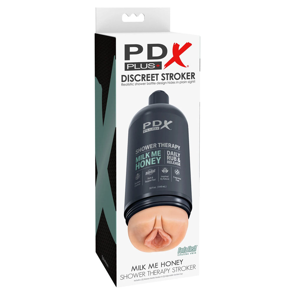PDX Plus Shower Therapy - Milk Me Honey - - Discreet Vagina Stroker with Suction Base