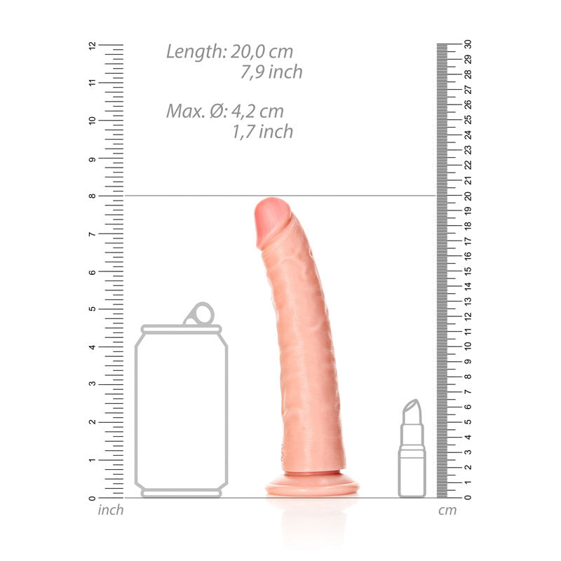 REALROCK Realistic Slim Dildo with Suction Cup - 18cm - 18 cm (7'') Dong