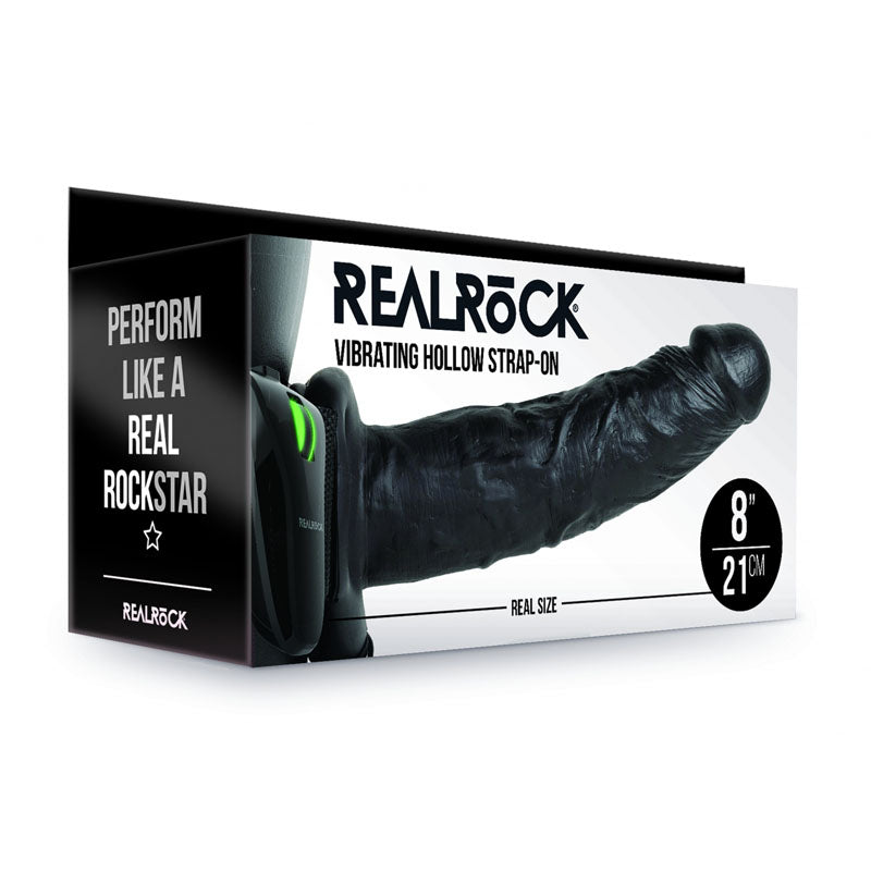 REALROCK Vibrating Hollow Strap-on - 20.5 cm - 20.5 cm Vibrating Hollow Strap-On