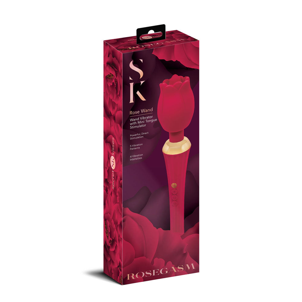 Secret Kisses Rosegasm Rose Wand - Rose 30.5 cm USB Rechargeable Massager Wand