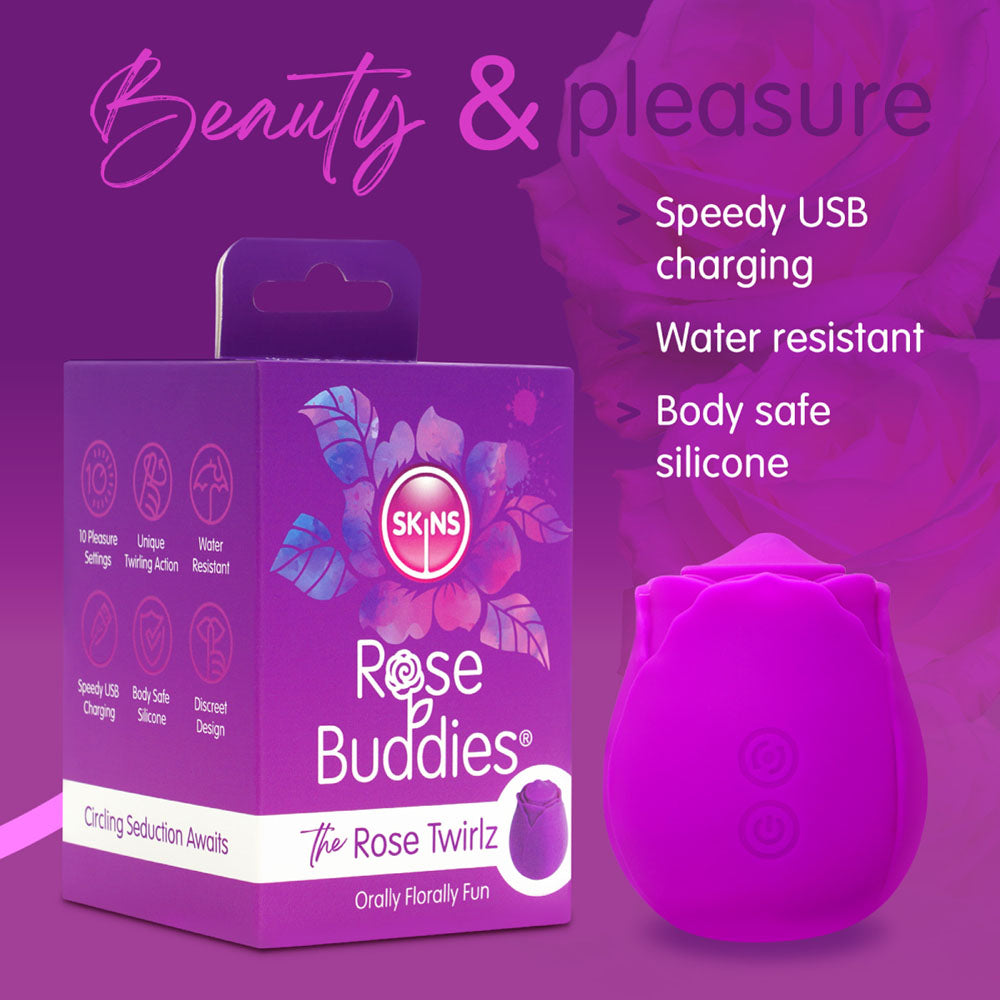 Skins Rose Buddies - The Rose Twirlz - USB Rechargeable Twirling Rose Stimulator