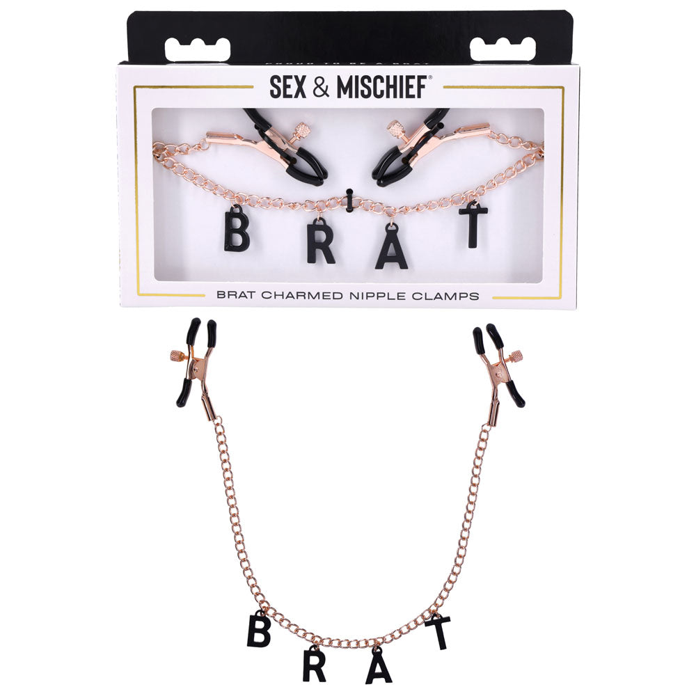 Sex & Mischief Brat Charmed Nipple Clamps - Nipple Clamps with 45 cm Chain
