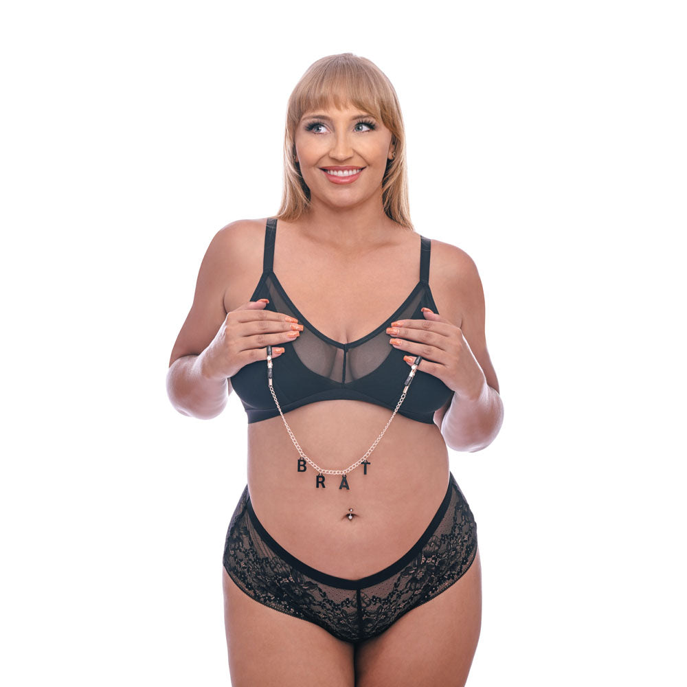 Sex & Mischief Brat Charmed Nipple Clamps - Nipple Clamps with 45 cm Chain