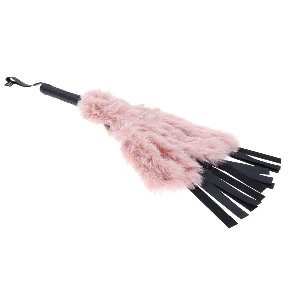 Sex & Mischief Brat Faux Fur Flogger - 50 cm Whip with Pink Faux Feather