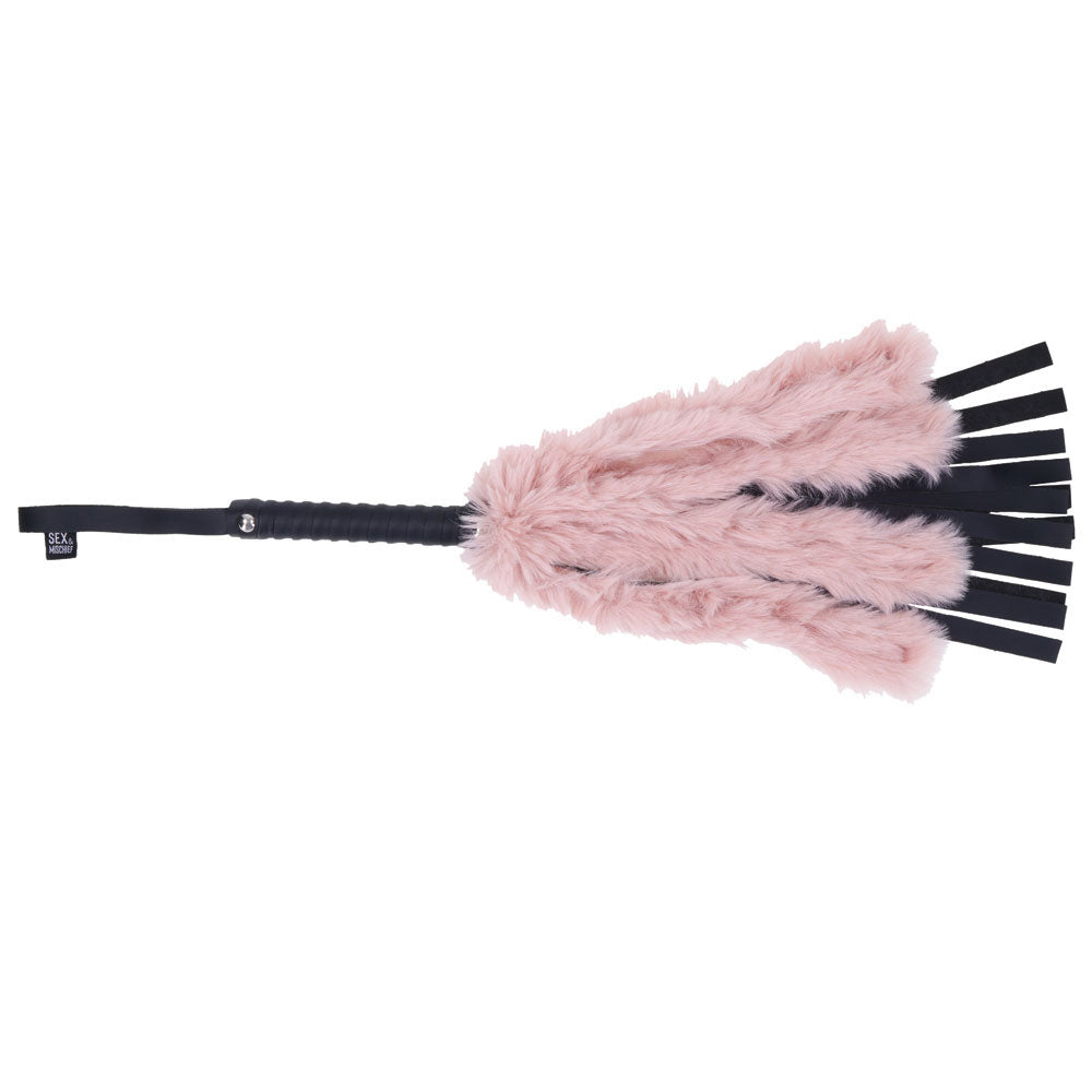 Sex & Mischief Brat Faux Fur Flogger - 50 cm Whip with Pink Faux Feather