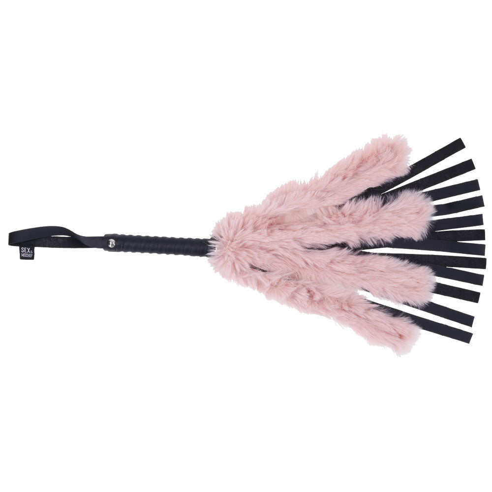 Sex & Mischief Brat Faux Fur Flogger - 50 cm Whip with Pink Faux Feather