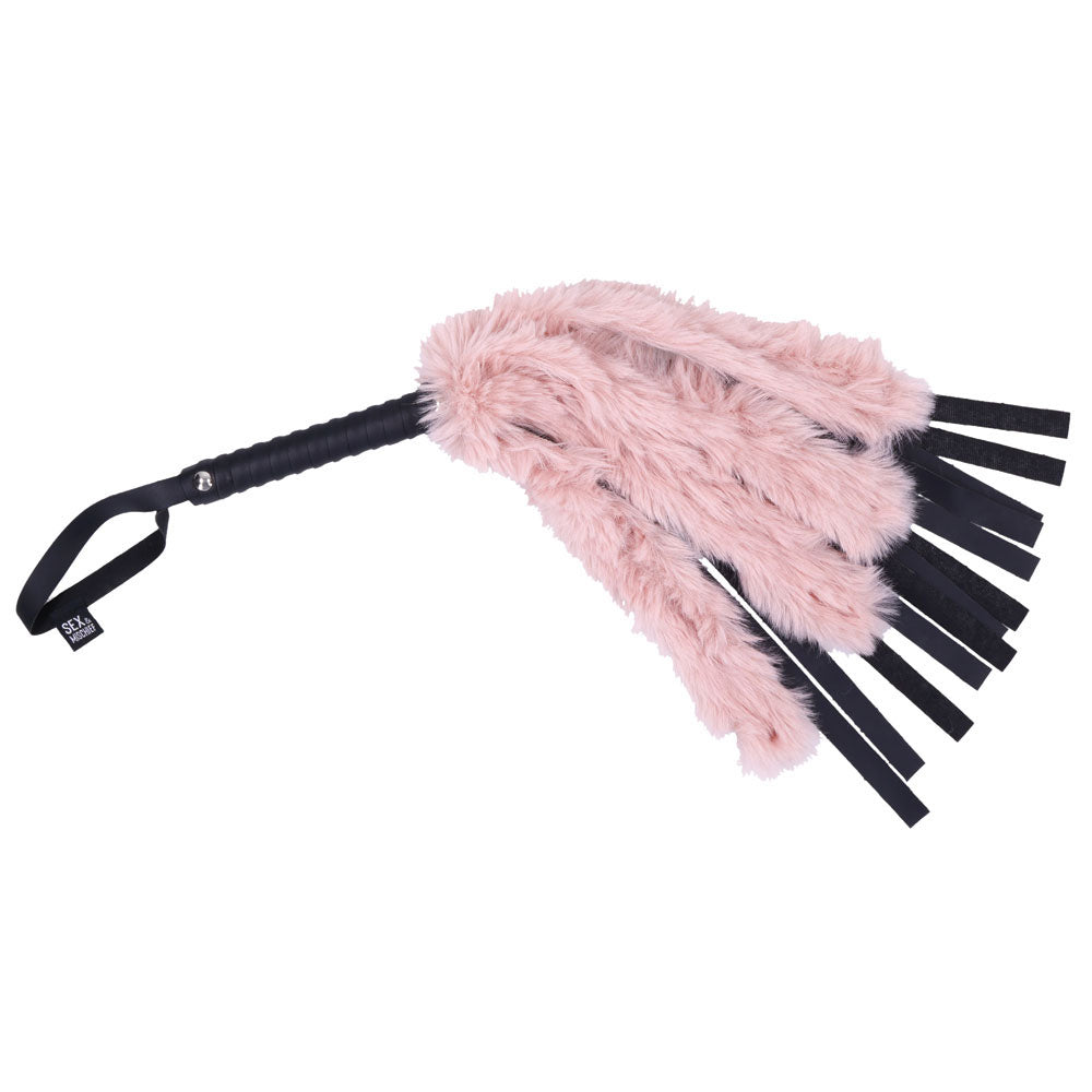 Sex & Mischief Brat Faux Fur Flogger - 50 cm Whip with Pink Faux Feather