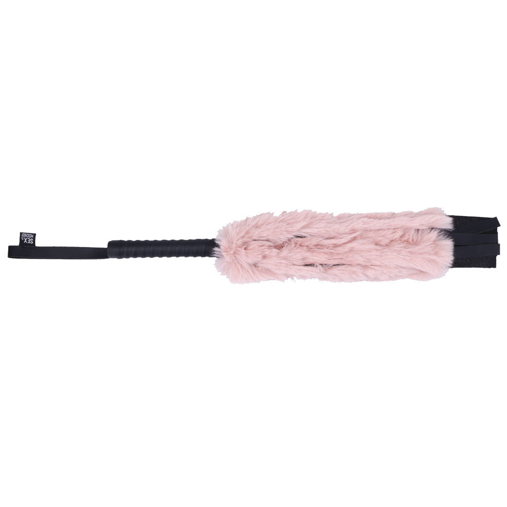Sex & Mischief Brat Faux Fur Flogger - 50 cm Whip with Pink Faux Feather