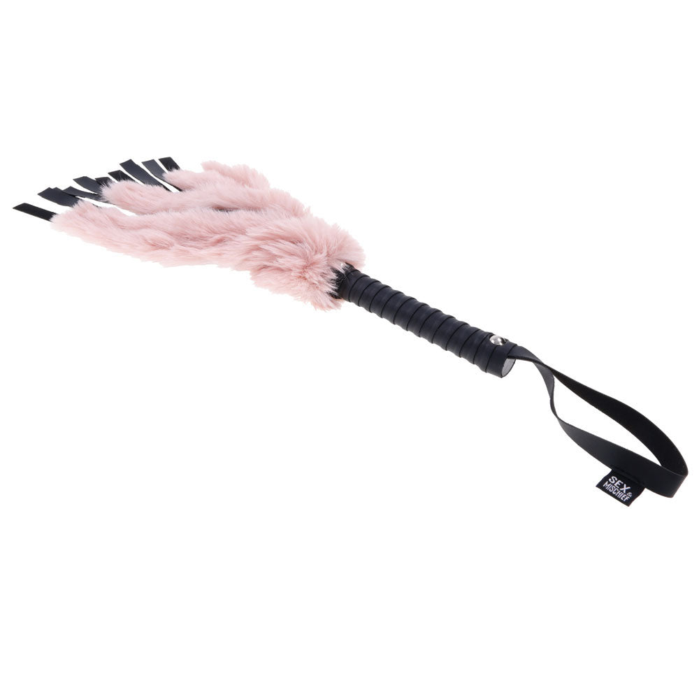 Sex & Mischief Brat Faux Fur Flogger - 50 cm Whip with Pink Faux Feather