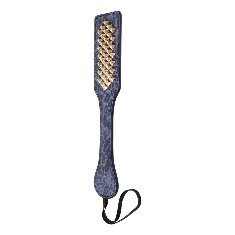 Sex & Mischief Cougar Studded Paddle - Navy Paddle with Gold Studs