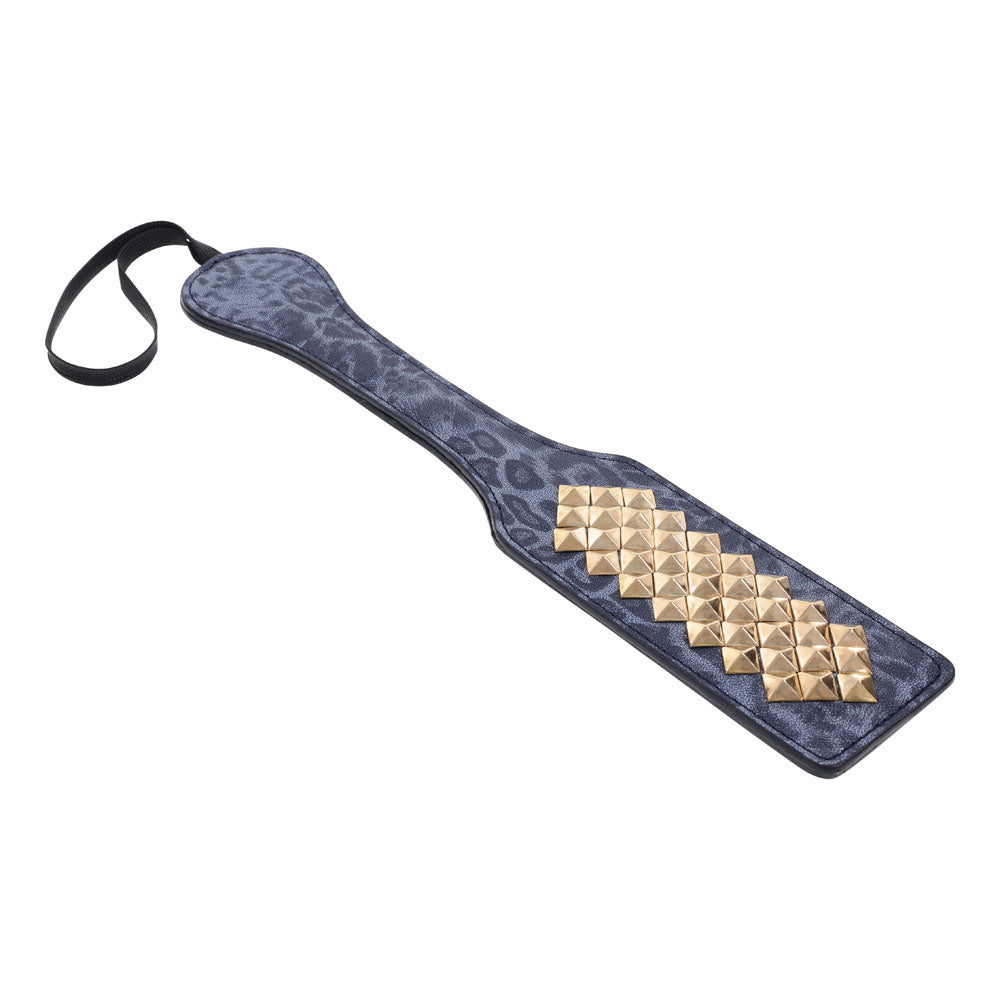 Sex & Mischief Cougar Studded Paddle - Navy Paddle with Gold Studs