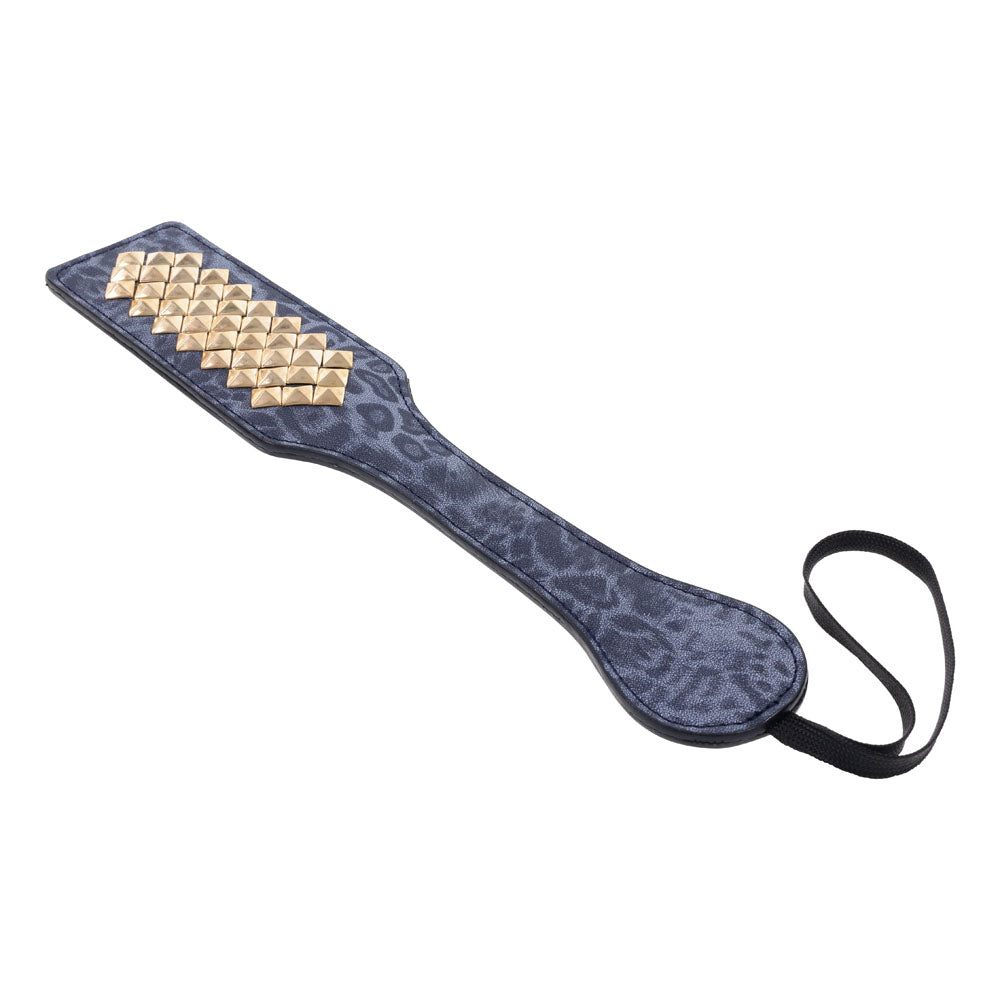 Sex & Mischief Cougar Studded Paddle - Navy Paddle with Gold Studs
