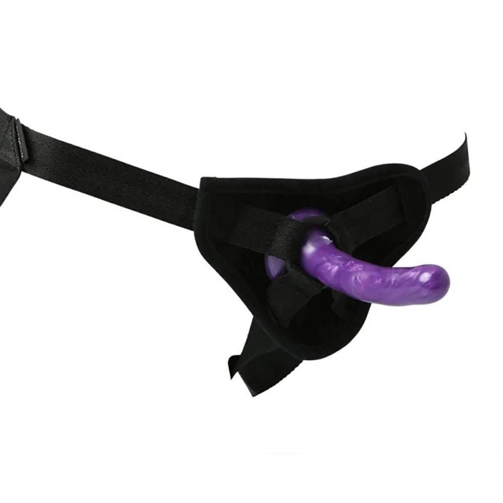 Sex & Mischief Strap-On & Silicone Dildo Kit - /Purple Adjustable Strap-On