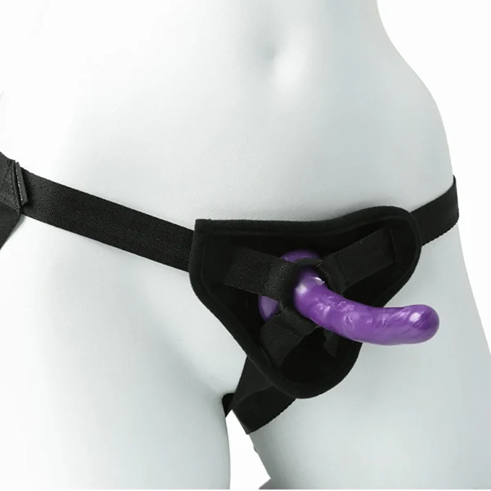 Sex & Mischief Strap-On & Silicone Dildo Kit - /Purple Adjustable Strap-On