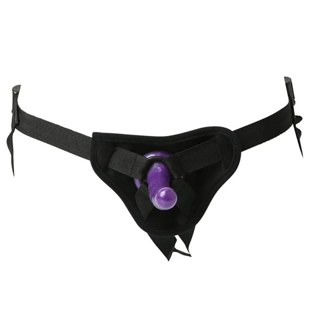 Sex & Mischief Strap-On & Silicone Dildo Kit - /Purple Adjustable Strap-On