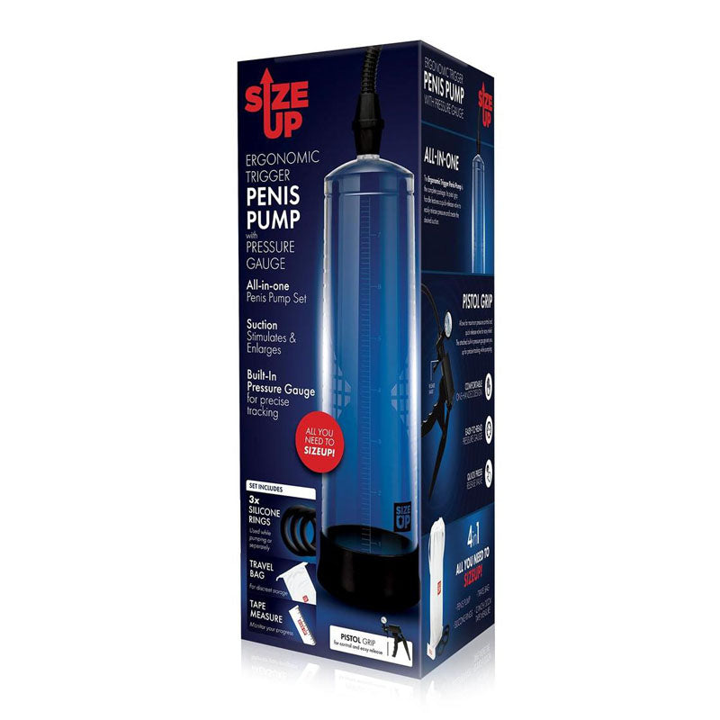 Size Up Ergonomic Trigger Penis Pump with Pressure Gauge - Penis Pump