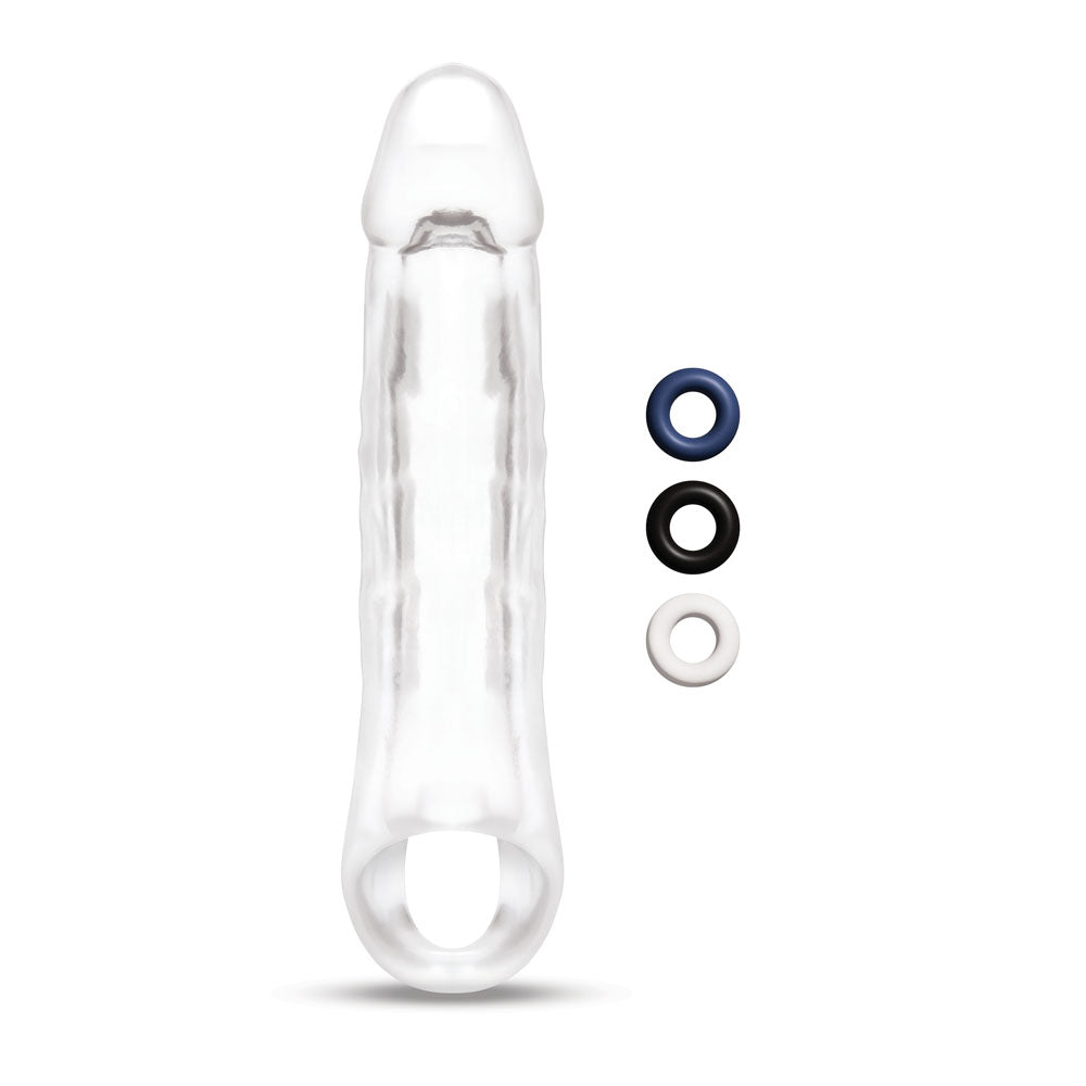 Size Up 2 Inch See-Thru Penis Extender with Ball Loop - 5 cm (2'') Penis Extension Sleeve