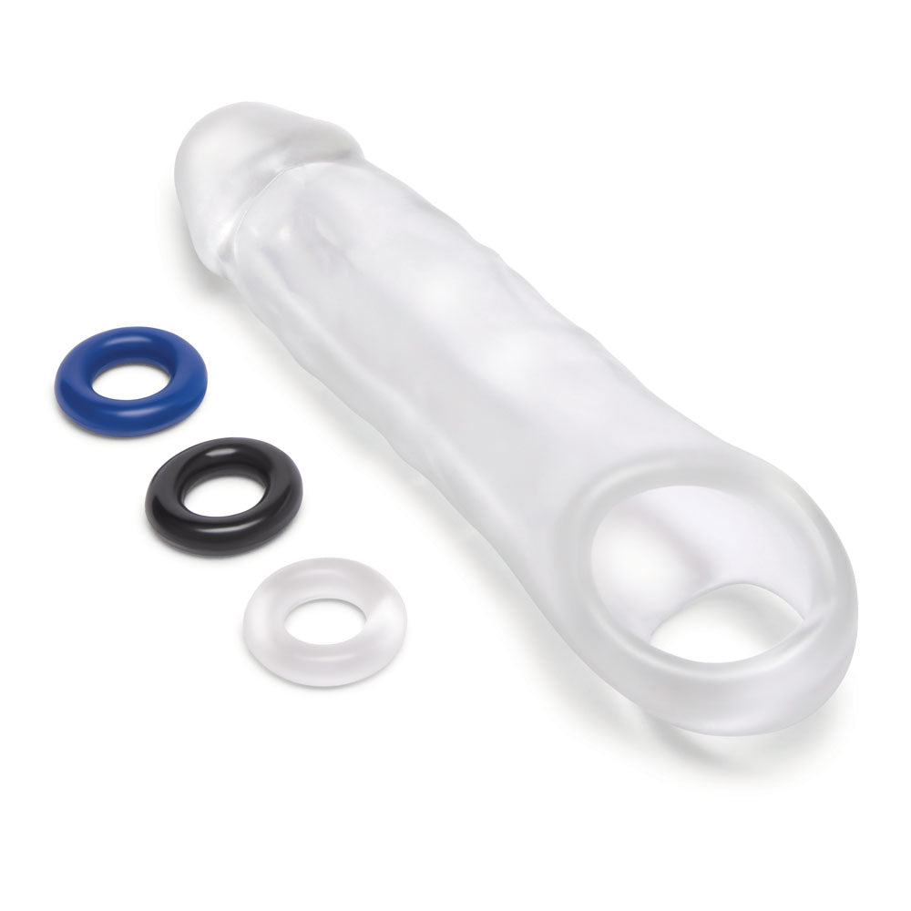Size Up 2 Inch See-Thru Penis Extender with Ball Loop - 5 cm (2'') Penis Extension Sleeve