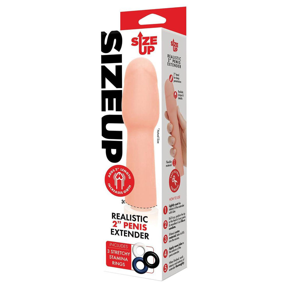 Size Up Realistic 2 Inch Penis Extender - 5 cm (2'') Penis Extension Sleeve