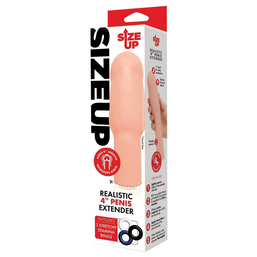 Size Up Realistic 4 Inch Penis Extender - 10.1 cm (4'') Penis Extension Sleeve